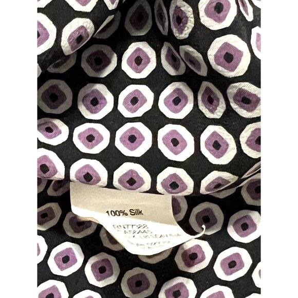 J. Crew 100% Silk Women's Size 4 Top Purple Black Cut out Neck Silk Blouse Excel - Picture 5 of 7